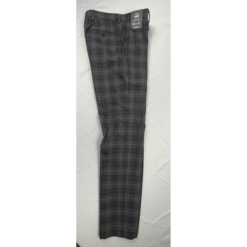 Murano Alex Plaid Slim Fit Flat Front Slim Hip and Thigh Narrow Leg Pant 29x32